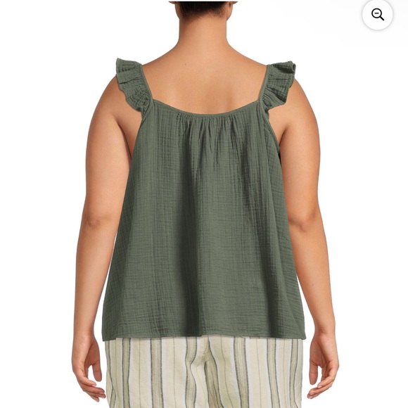 Terra & Sky Women's Plus Size Ruffle Strap Tank Top - Picture 7 of 8